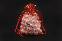 Мешочек подарочный из органзы (красный) с узором (золото), 12*9см, упак.10шт.