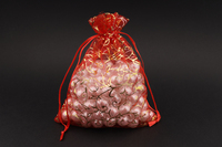 Мешочек подарочный из органзы (красный) с узором (золото), 13*16см, упак.10шт.