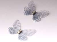 Бабочки шифоновые со стразами (серый) 3 см (10 шт)