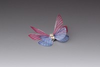 Бабочки шифоновые со стразами (розово-голубой) 3 см (10 шт)