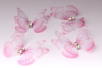 Бабочки шифоновые со стразами 3 см (10 шт)