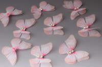 Бабочки шифоновые со стразами (нежно-персиковый) 3 см (10 шт)