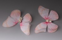 Бабочки шифоновые со стразами (нежно-персиковый) 3 см (10 шт)