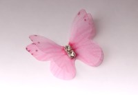 Бабочки шифоновые со стразами (розовый) 3 см (10 шт)