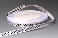 Атласная лента в горошек (белый), 6мм * 25 ярдов(+-1)