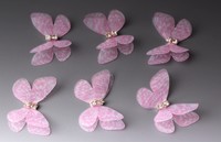 Бабочки шифоновые со стразами (нежно-розовый) 3 см (10 шт)