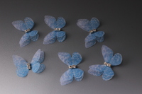 Бабочки шифоновые со стразами (голубой) 3 см (10 шт)