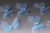 Бабочки шифоновые со стразами (голубой) 3 см (10 шт)